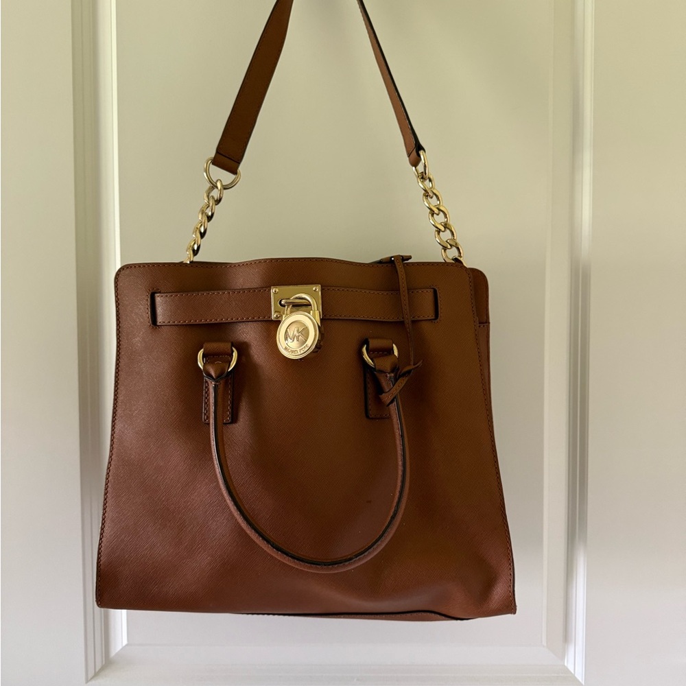 Michael Kors Brown Satchel with Signature Lock